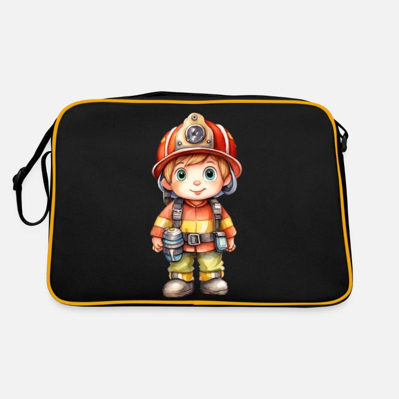 Firefighter Watercolors Drawing Retro Bag