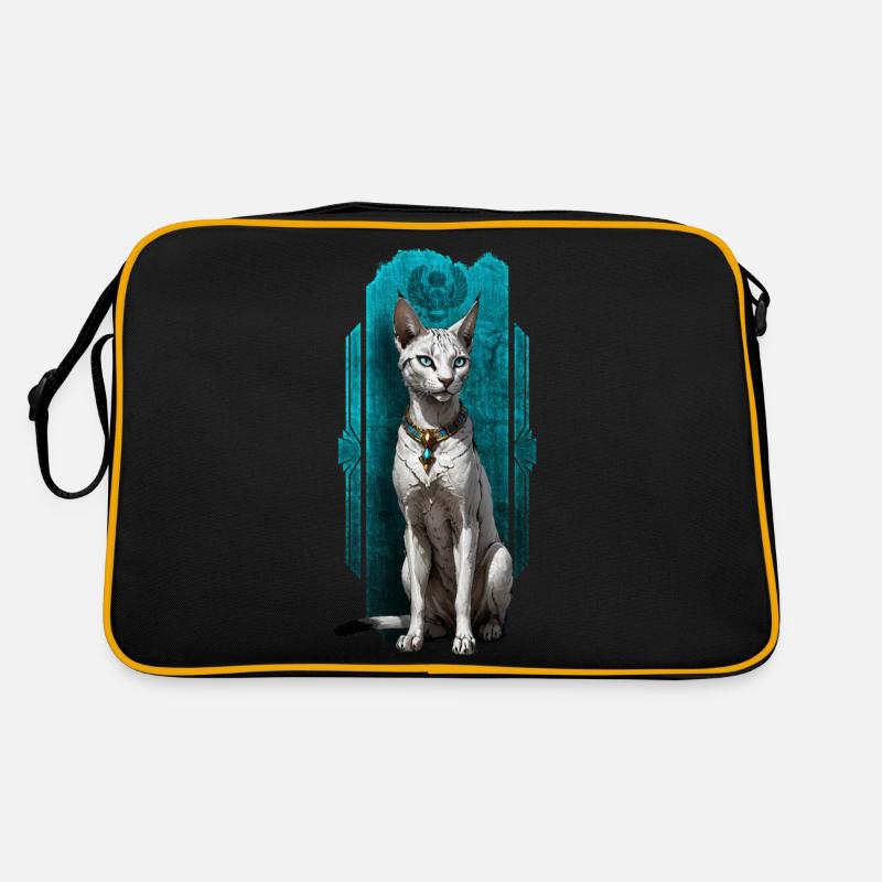 Bastet, Wächter der Katzen: Göttliche Gnade - Retro Tasche - Schwarz/Gold