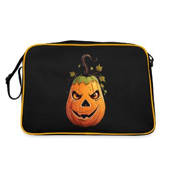 Lustiger Halloween Kürbis Kinderdesign - Retro Tasche - Schwarz/Gold - Hinten