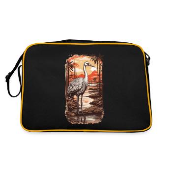 African Stork Aesthetic & Nature Bird Design - Retro Bag - black/gold - Back