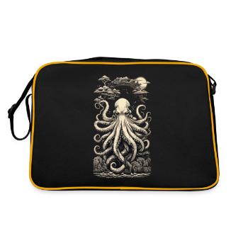 Retro Octopus Japanese Sea Depth Design Style - Retro Bag - black/gold - Back