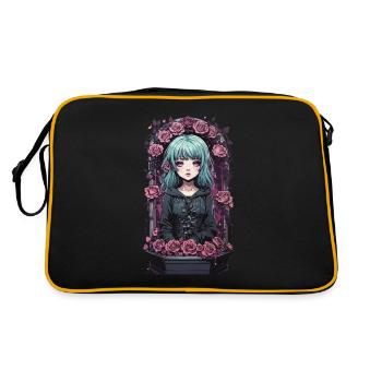 Victorian gothic anime egirl with roses - Retro Bag - black/gold - Back