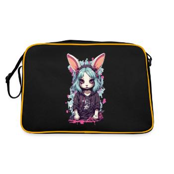 Gothic Bunny eGirl Anime Kemonomimi Design - Retro Bag - black/gold - Back