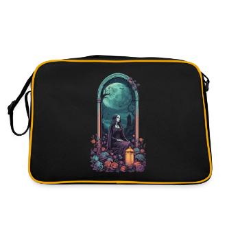 Gothique pleine lune cimetière nuit Pastel Design - Sac Retro - noir/or - Dos