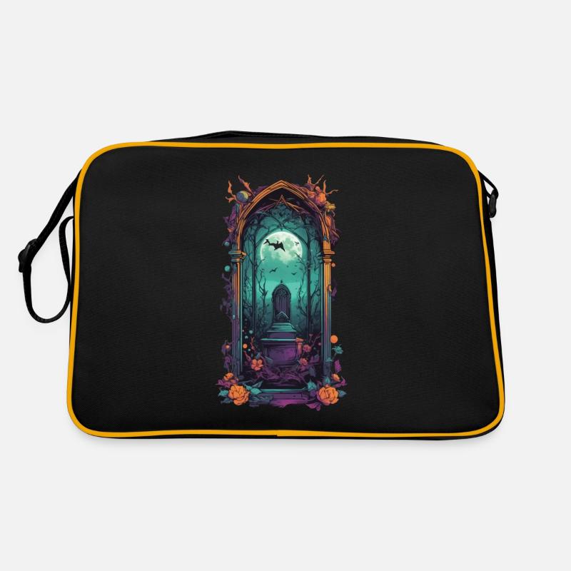 Vintage Gothic Friedhof Pastel Goth Design - Retro Tasche - Schwarz/Gold