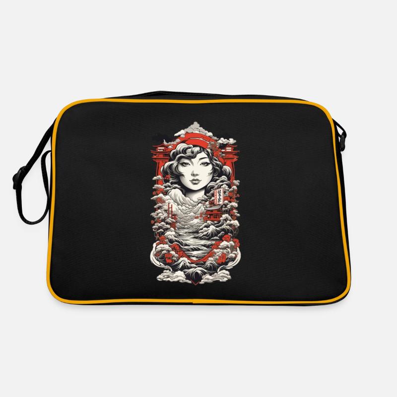 Ukiyo-E Asian Landscape Vintage Kanji Retro Bag