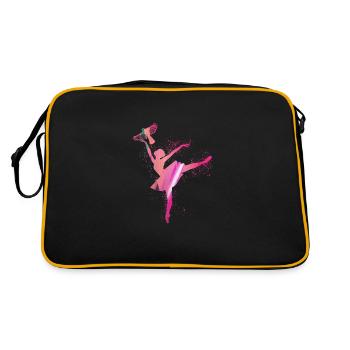 ballerina,bird,graffiti,painting,dancer,pink - Retro Bag - black/gold - Back