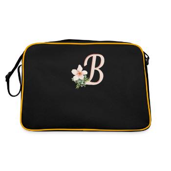 Buchstabe B mit Blume - Retro Tasche - Schwarz/Gold - Hinten