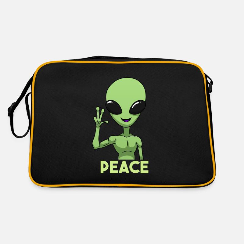 Peace Alien Friedenszeichen Retro Tasche