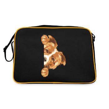 Peeking Border Collie dog - Retro Bag - black/gold - Back
