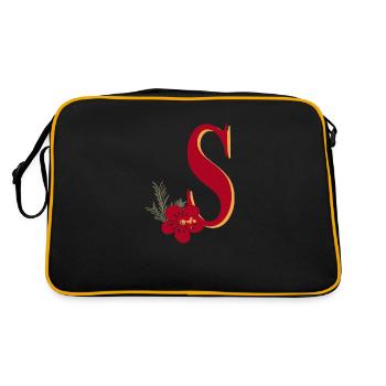 Letter S with flower - Retro Bag - black/gold - Back