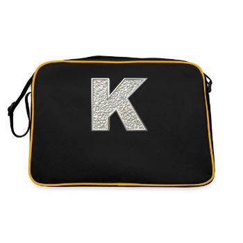 K, letter, letter K, initial, initial K, monogram, - Retro Tasche - Schwarz/Gold - Hinten