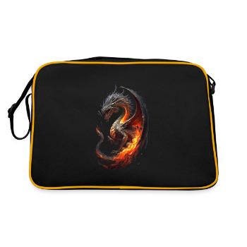 Drache Feuer - Retro Tasche - Schwarz/Gold - Hinten