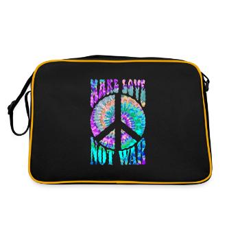 Retro Flower Power Peace - Make Love Not War 2 - Retro Tasche - Schwarz/Gold - Hinten