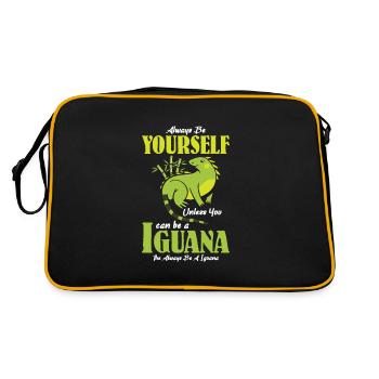unless you can be a Iguana the always be a Iguana - Retro Tasche - Schwarz/Gold - Hinten