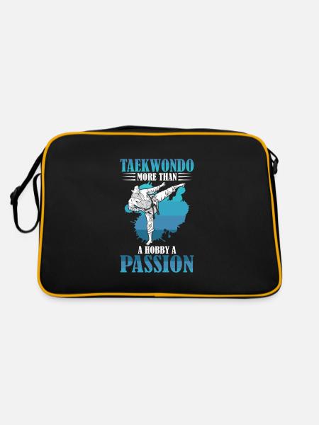 Taekwondo more than a hobby a passion - Retro Tasche - Schwarz/Gold - Hinten