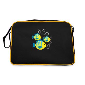poissons turquoise et jaune avec des bulles - Sac Retro - noir/or - Dos