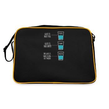 Engineer Humor Optimist Pessimist Engineer Joke - Retro Bag - black/gold - Back