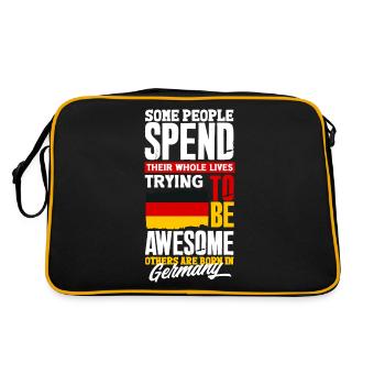 German Germany German Flag Funny Quote - Retro Tasche - Schwarz/Gold - Hinten