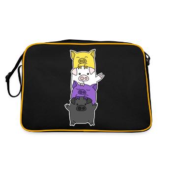Non-binary flag pig design for Enbys - Retro Bag - black/gold - Back