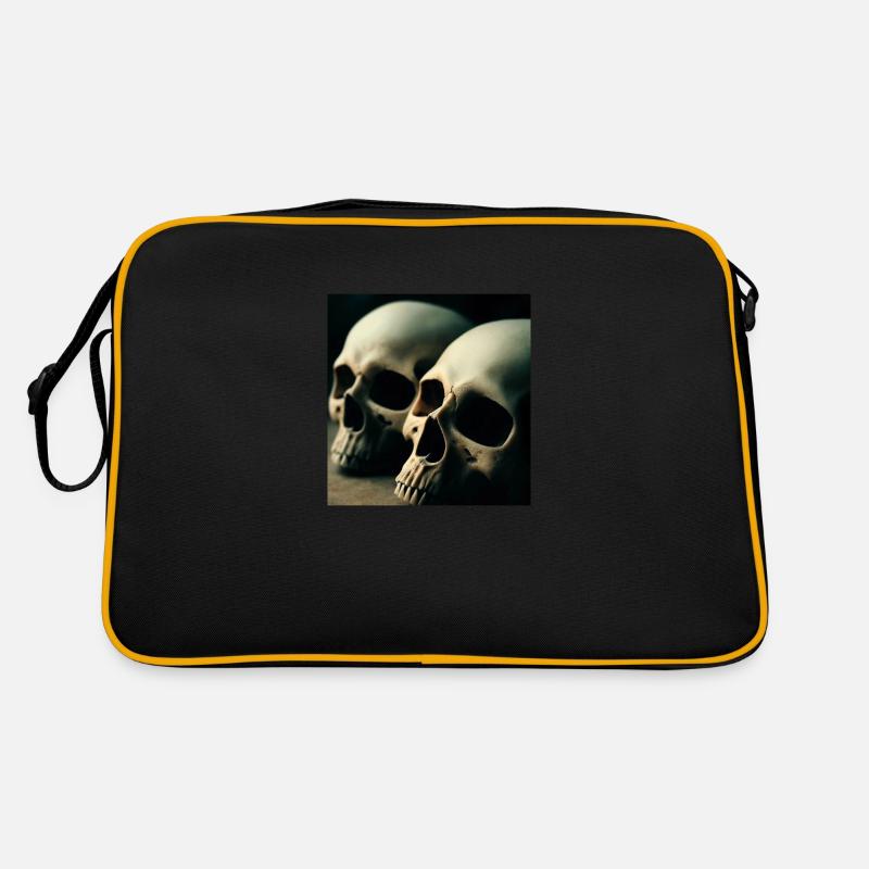 Toten kopf disgn - Retro Tasche - Schwarz/Gold