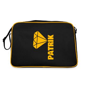 Geschenk für Patrik - Retro Tasche - Schwarz/Gold - Hinten