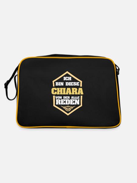 Geschenk für Chiara - Retro Tasche - Schwarz/Gold - Hinten