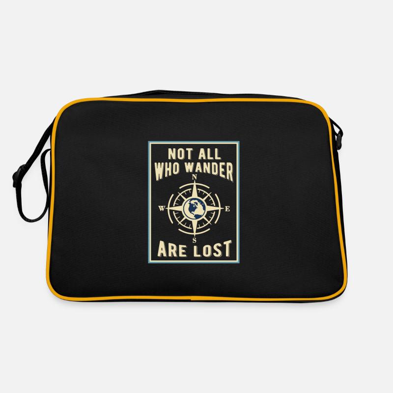 Kompass Wandern - Retro Tasche - Schwarz/Gold