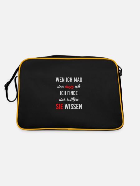 Ich hasse Menschen lustiger Spruch für Zyniker - Retro Tasche - Schwarz/Gold - Hinten