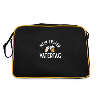 Mein erster Vatertag für Väter mit erstem Kind - Retro Tasche - Schwarz/Gold - Hinten