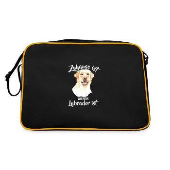 Zuhause ist wo mein Labradort ist Labbi Labi Hund - Retro Tasche - Schwarz/Gold - Hinten