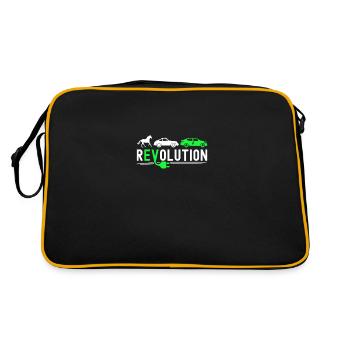Revolution Elektromobilität Elektroauto - Retro Tasche - Schwarz/Gold - Hinten