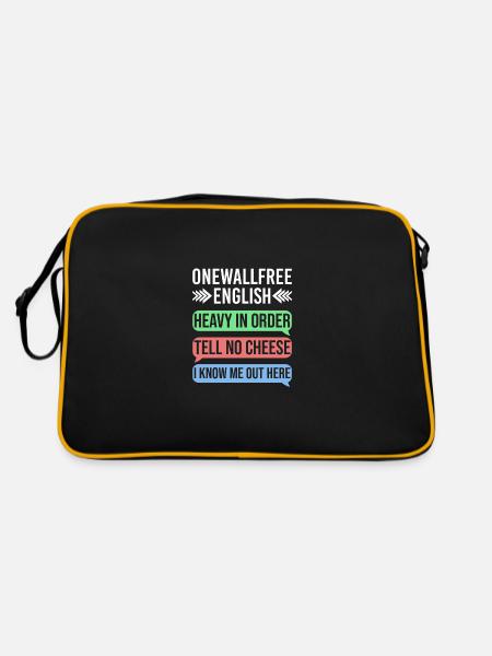 Onewallfree English für Englisch Lehrer Übersetzer - Retro Tasche - Schwarz/Gold - Hinten