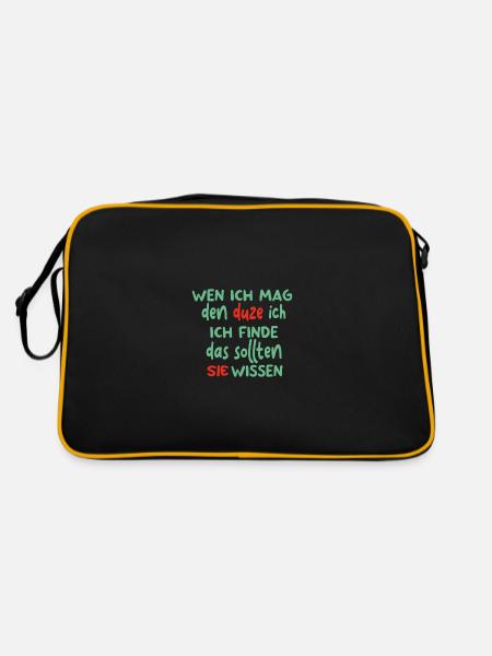 Ich hasse Menschen lustiger Spruch für Zyniker - Retro Tasche - Schwarz/Gold - Hinten