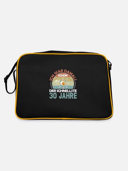 Ich war damals schon der Schnellste 30. Geburtstag - Retro Tasche - Schwarz/Gold - Hinten