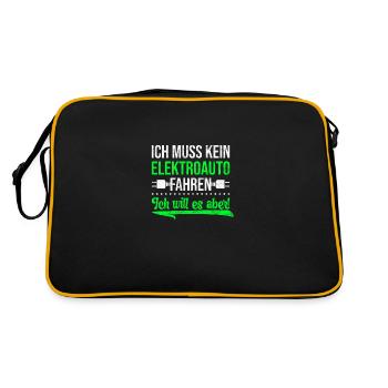 Ich muss kein Elektroauto fahren ich will es aber - Retro Tasche - Schwarz/Gold - Hinten