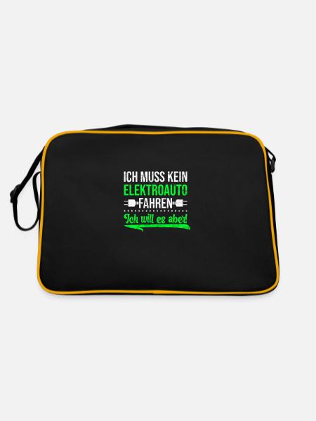Ich muss kein Elektroauto fahren ich will es aber - Retro Tasche - Schwarz/Gold - Hinten