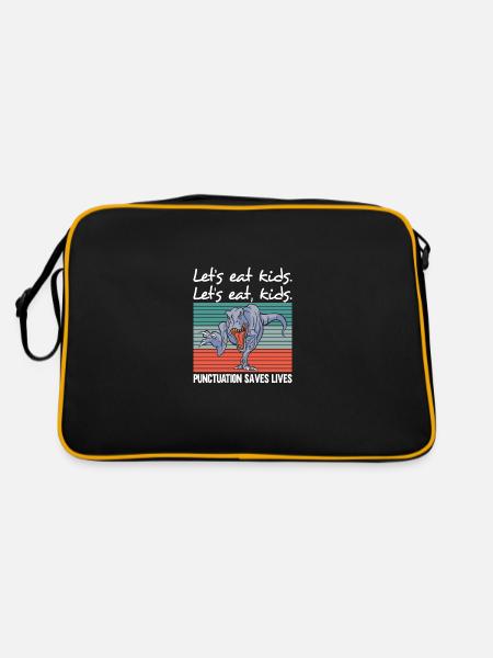 Dino Laisse manger les enfants Grammaire anglaise ponctuation - Sac Retro - noir/or - Dos