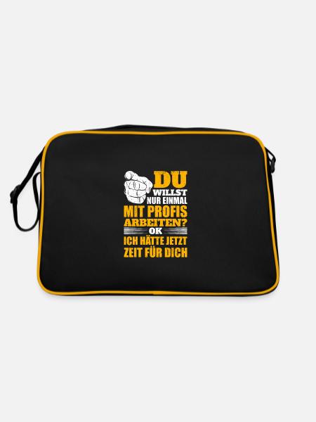 Nur einmal mit Profis arbeiten - Retro Tasche - Schwarz/Gold - Hinten