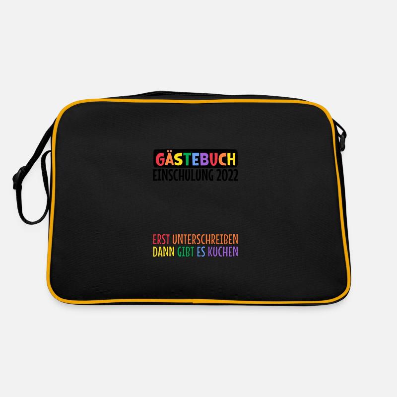 Gästebuch Einschulung Erst Unterschreiben Kuchen Retro Tasche