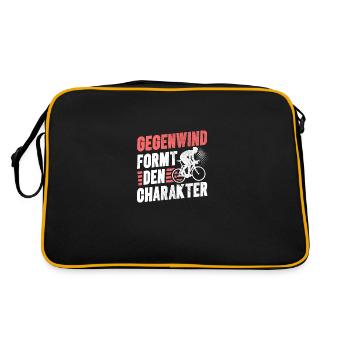 Gegenwind formt den Charakter für Radfahrer - Retro Tasche - Schwarz/Gold - Hinten