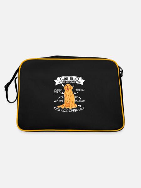 Ohne Hund ist alles Doof Retriever Labrador - Retro Tasche - Schwarz/Gold - Hinten