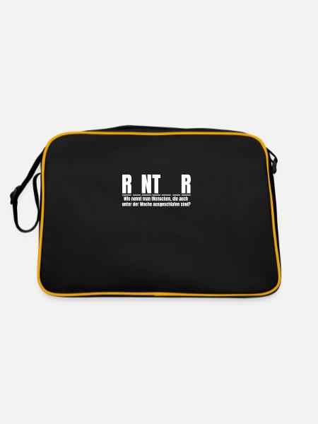 Rentner Kreuzworträtsel Worträtsel Ruhestand - Retro Tasche - Schwarz/Gold - Hinten