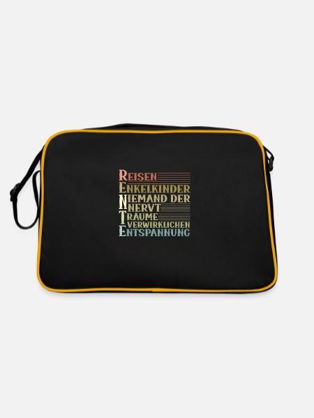 Reisen Enkelkinder für Rentner im Ruhestand - Retro Tasche - Schwarz/Gold - Hinten