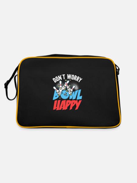 Dont worry bowl Happy für Kegler - Retro Tasche - Schwarz/Gold - Hinten