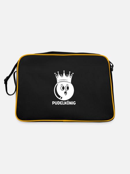 Offizielles Pudelkönig Shirt für Kegler - Retro Tasche - Schwarz/Gold - Hinten