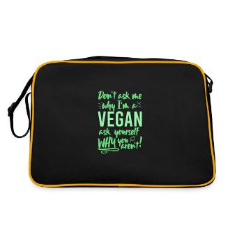 Ne me demandez pas pourquoi je suis végétalien demandez-vous pourquoi pas - Sac Retro - noir/or - Dos