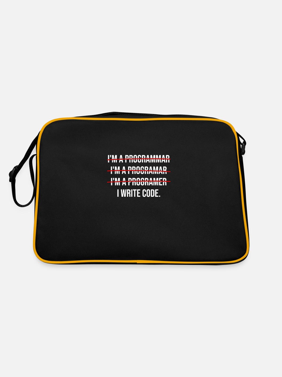 Ich bin Programmierer - Retro Tasche - Schwarz/Gold - Hinten