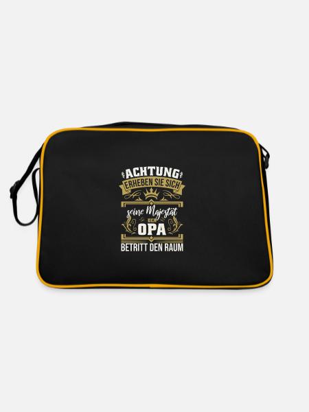 Achtung seine Majestät der OPA betritt den Raum - Retro Tasche - Schwarz/Gold - Hinten