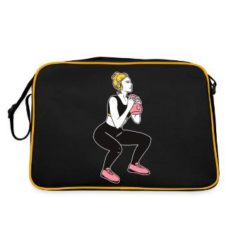 Bodybuilder Leg Day Girl Kettlebells Fitness - Sac Retro - noir/or - Dos